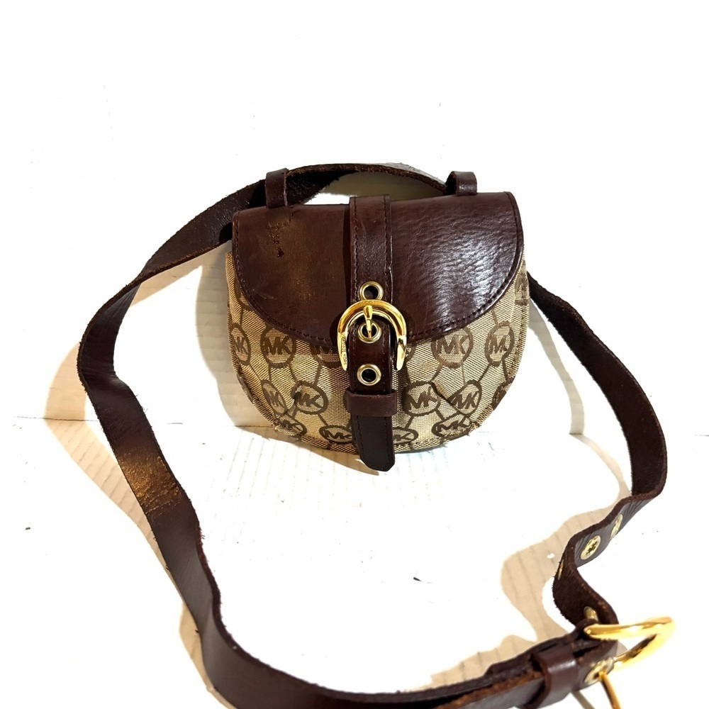 Michael Kors Dark Brown and Tan shoulder/ wrist Bag